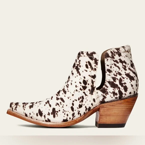 NEW Ariat Women's Brown/White Calf Hair Dixon Snip Toe Bootie 9B - Picture 7 of 9